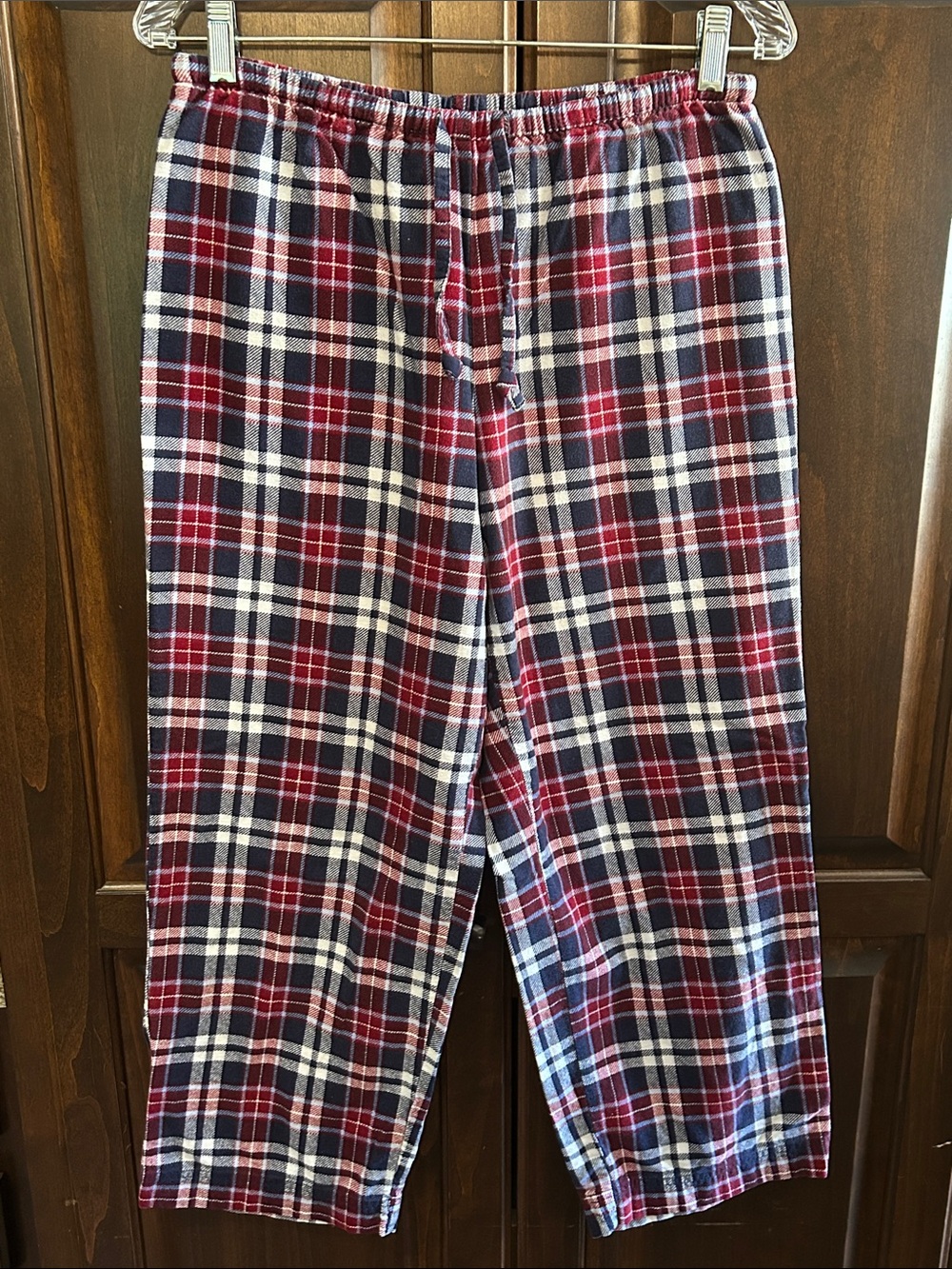 LL Bean Sz S Red and Navy Plaid Lounge Pajama Pants